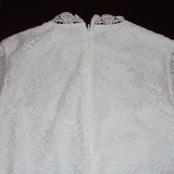 Dress Lace SMALL Cream color Long Sleeve Special Occasion Holiday Wedding - Picture 6 of 11